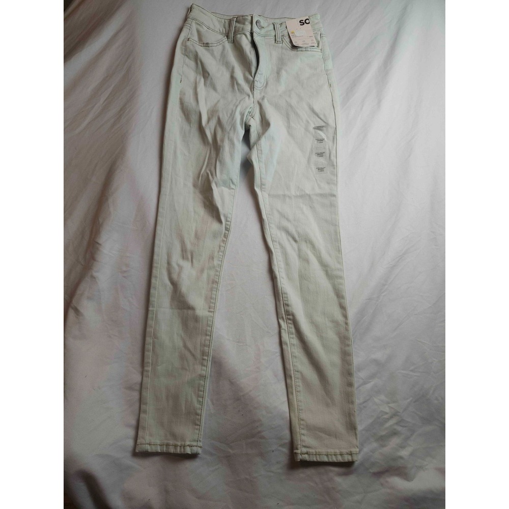 SO Jeggings Womens Size 7/28W Beige Super High Rise‎ Skinny Slim Minimalist NEW